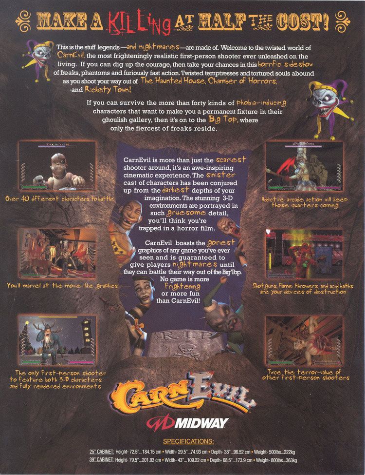 CarnEvil The Arcade Flyer Archive Video Game Flyers Carn Evil Midway Games