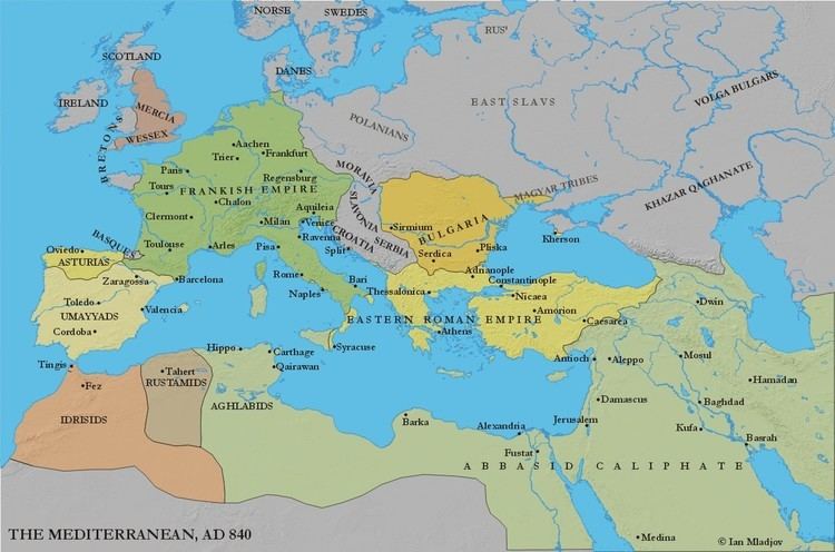 Carolingian Empire Europe and the Mediterranean c 840 height of Carolingian empire