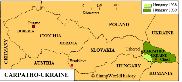 Carpatho-Ukraine CarpathoUkraine Map StampWorldHistory