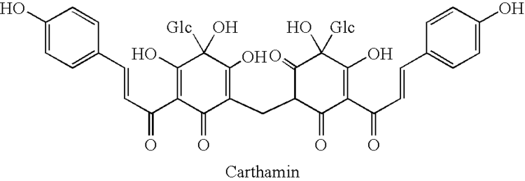 Carthamin Patent US8158183 Unsaturated acids for fading protection of colors