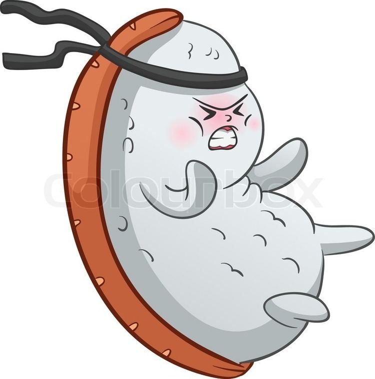 Cartoon Sushi Vector illustration of an angry cartoon sushi jumping and kicking