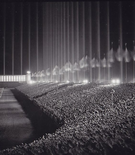 Cathedral of light Nazi rally in the Cathedral of Light 1937 This photo makes me