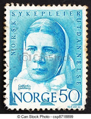Cathinka Guldberg Stock Photographs of Postage stamp Norway 1968 Cathinka Guldberg