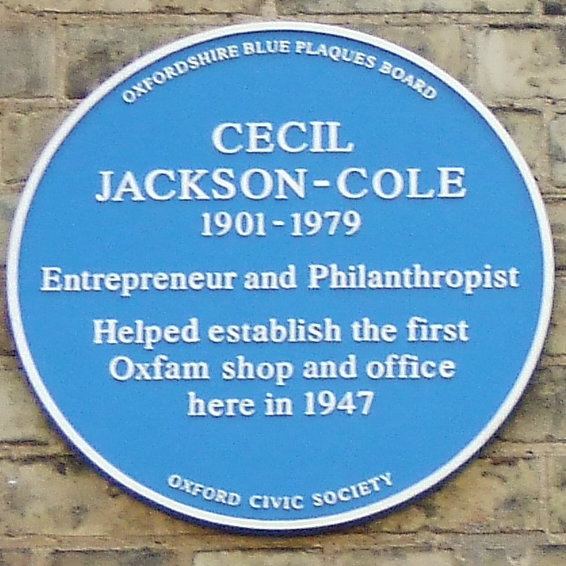 Cecil Jackson-Cole Cecil JacksonCole and Oxfam blue plaque Open Plaques