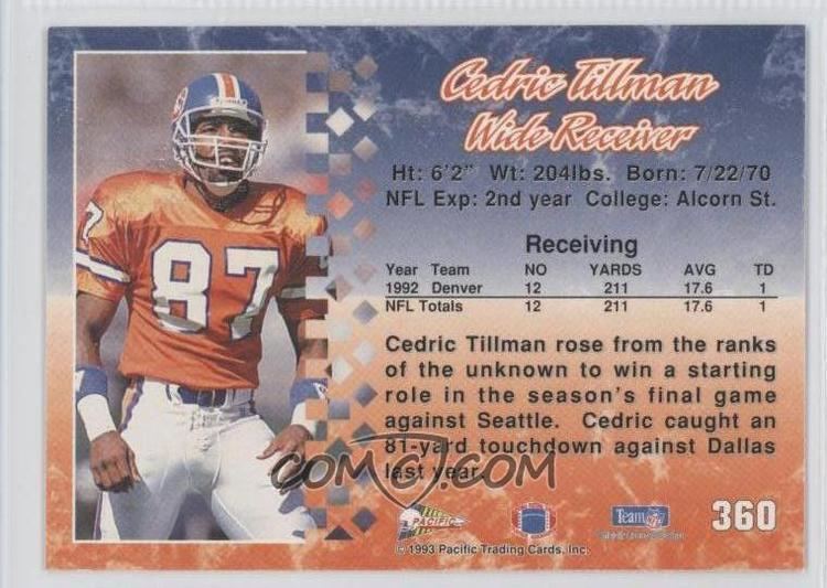Cedric Tillman (Denver Broncos) 1993 Pacific Base 360 Cedric Tillman COMC Card Marketplace