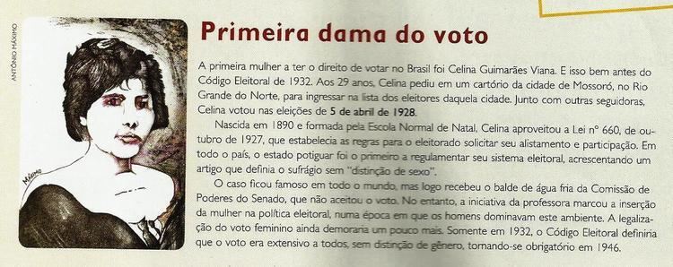 Celina Guimarães Viana NAO MAIOR CARIOCA RHBN Celina Guimares Viana Primeira Dama do Voto