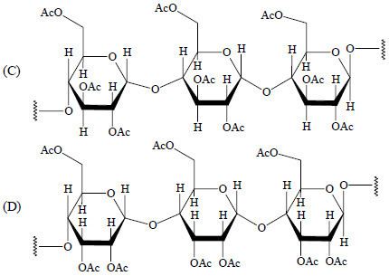 Cellulose triacetate Cellulose upon acetylation with excess acetic anhydrideH2SO4