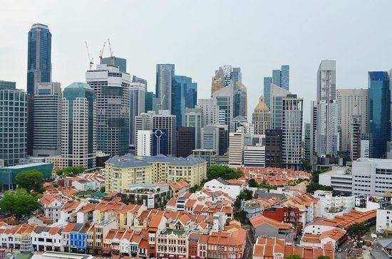Central Area, Singapore view from a highrise apartment building over Chinatown and the