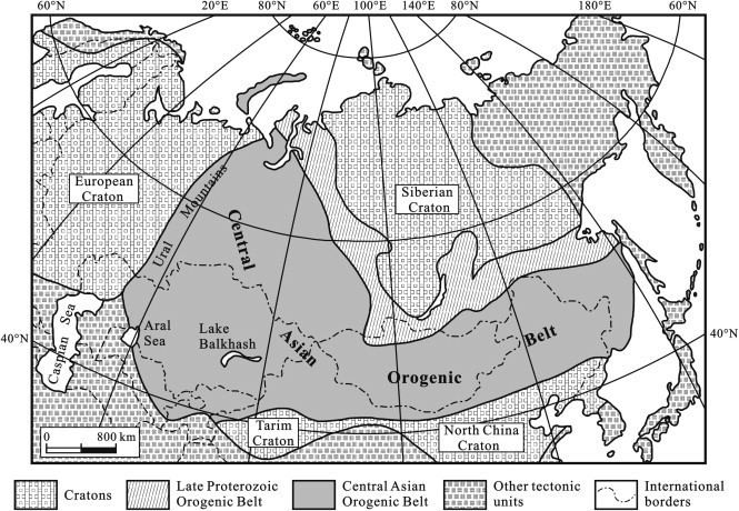 Central Asian Orogenic Belt Simplified tectonic map of Central Asian Orogenic Belt modified