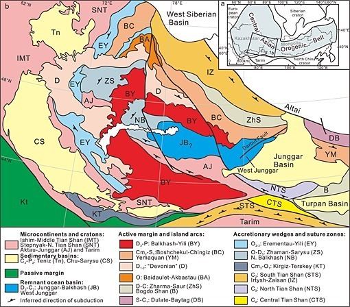 Simplified tectonic map of the Central Asian Orogenic Belt (CAOB