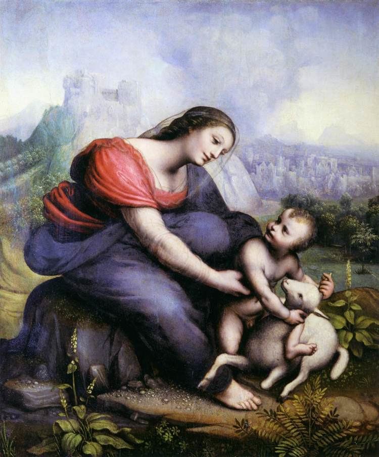 Cesare da Sesto Madonna and Child with the Lamb of God by CESARE da Sesto