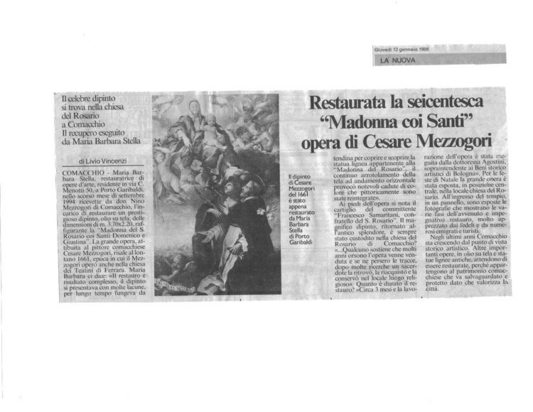 Cesare Mezzogori Restoration Of Madonna With Saints by Cesare Mezzogori Stella