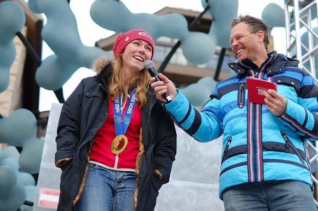 Chad Fleischer Mikaela Shiffrin shares a laugh with former Olympic skier Chad