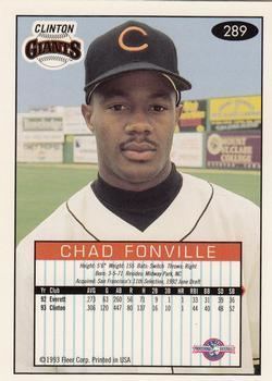 Chad Fonville 199394 Fleer Excel Baseball Gallery The Trading Card Database