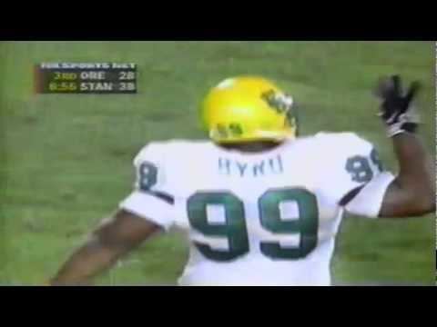 Chad Hutchinson Oregon Dt Desmond Byrd sacks Stanford QB Chad Hutchinson 9271997