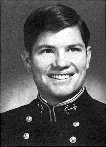 Charles Burlingame smiling in a uniform as a Midshipman in the Naval Academy in United States
