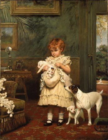 Charles Burton Barber Girl with Dogs39 1893 Lady Lever Art Gallery Liverpool