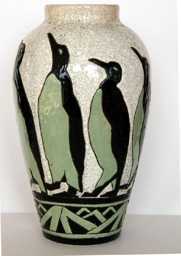 Charles Catteau 9 Extremely Rare Large Charles Catteau Penguin Vase Lot 9