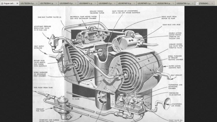 Charles Nelson Pogue Charles Nelson Pogue Winnipeg 200 MPG Vapor ware Carburetor Patent