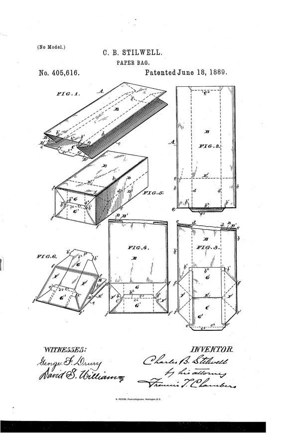 Charles Stilwell SelfOpening Sack or SOS patented by Charles Stilwell 1883 Keenpac