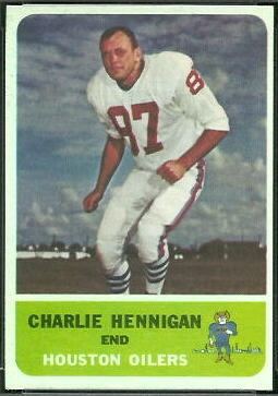 Charlie Hennigan Charlie Hennigan rookie card 1962 Fleer 48 Vintage Football