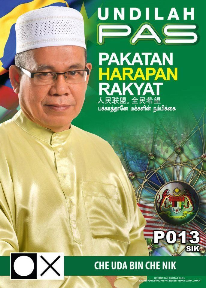 Che Uda senarai calon PR Kedah PRU13 CALON PAS P013 SIK CHE UDA BIN CHE NIK