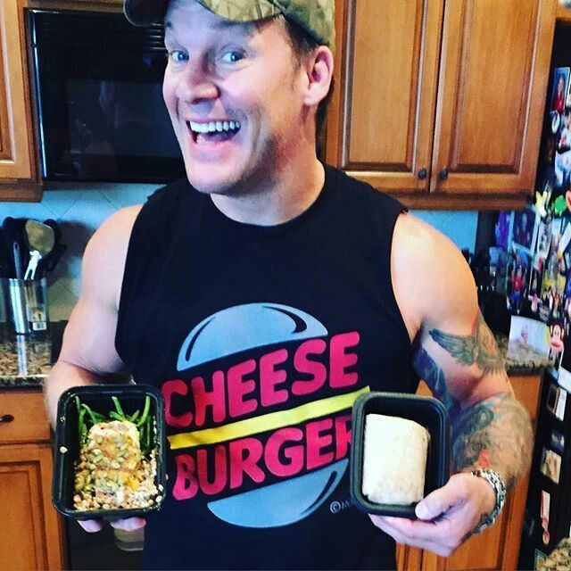 Cheeseburger (wrestler) Chris Jericho wearing a tshirt of his new favourite wrestler