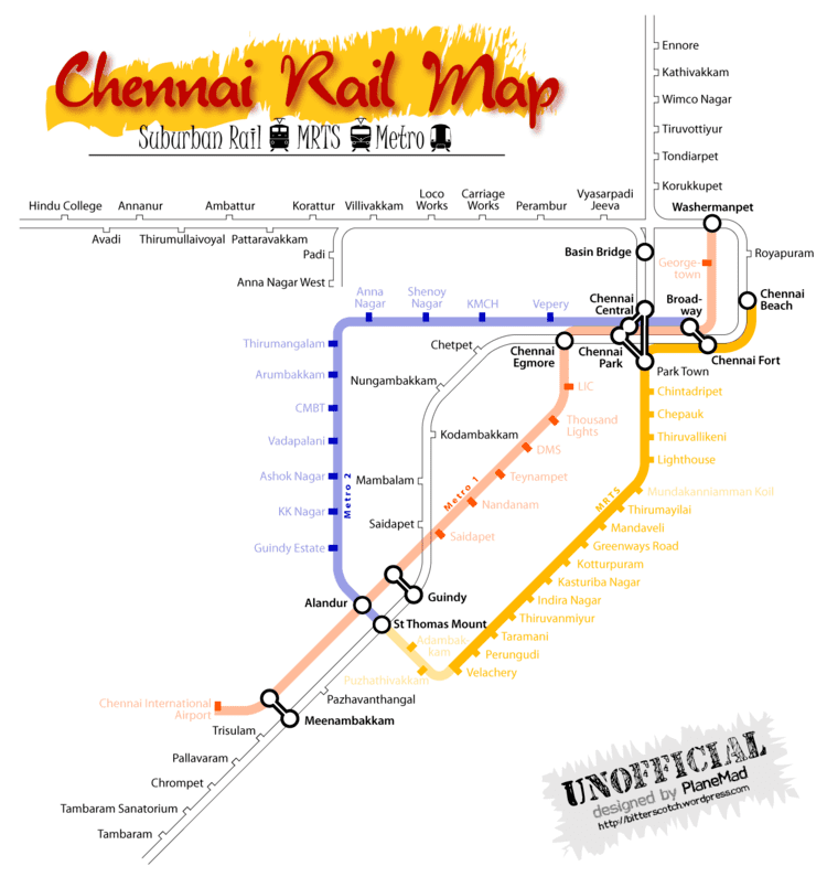 Chennai Suburban Railway Chennai mrts metro and suburban railway map Bitterscotch