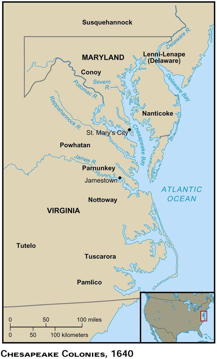 Map of Chesapeake Colonies