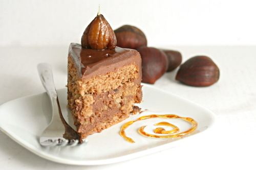 Chestnut cake chocolate caramel chestnut cake
