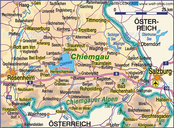 Chiemgau Map of Chiemgau Germany Bavaria Map in the Atlas of the World