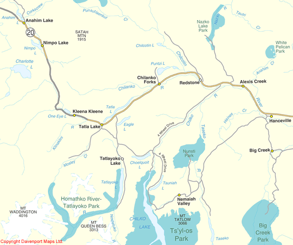 Chilko River BC Maps Chilko River Hanceville Alexis Creek