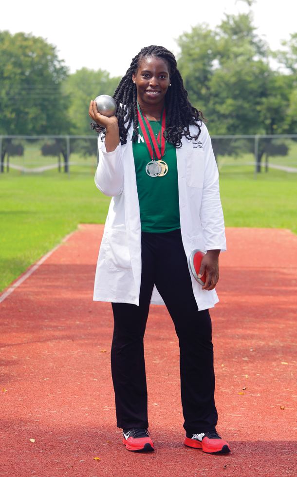 Chinwe Okoro Physical therapy student Chinwe Okoro takes the discus gold in
