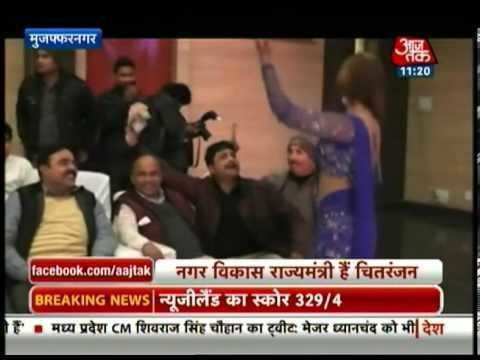 Chitranjan Swaroop SP minister Chitranjan Swaroop spotted dancing with bar dancers