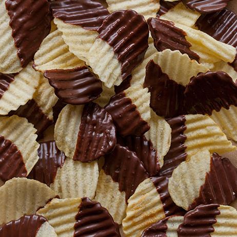 Chocolate-covered potato chips Chocolate Covered Potato Chips Snack recipe Spoon Fork Bacon
