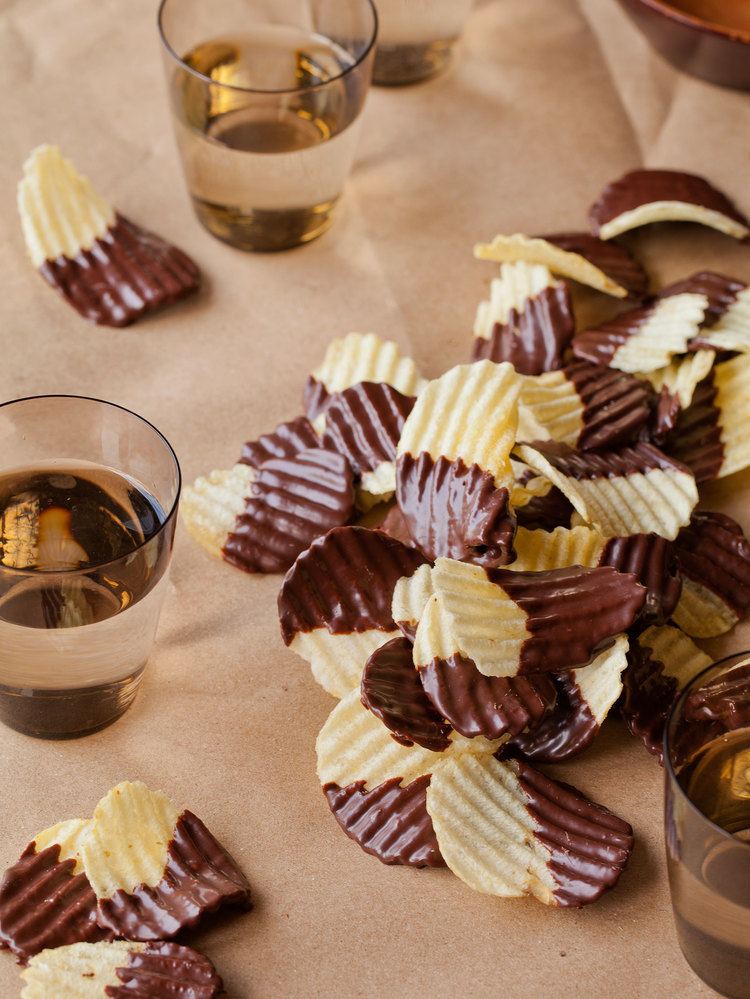 Chocolate-covered potato chips Chocolate Covered Potato Chips Snack recipe Spoon Fork Bacon