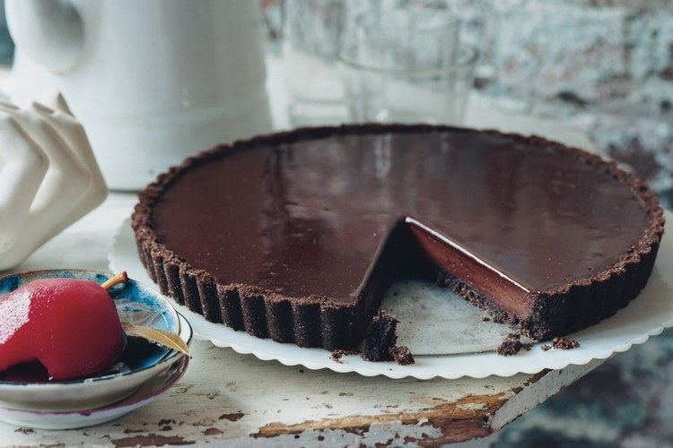 Chocolate tart Chocolate Glazed Chocolate Tart recipe Epicuriouscom