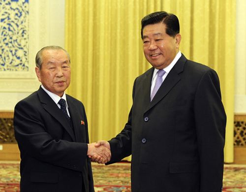 Choe Yong-rim Jia Qinglin Meets with DPRK Premier Choe Yong Rim