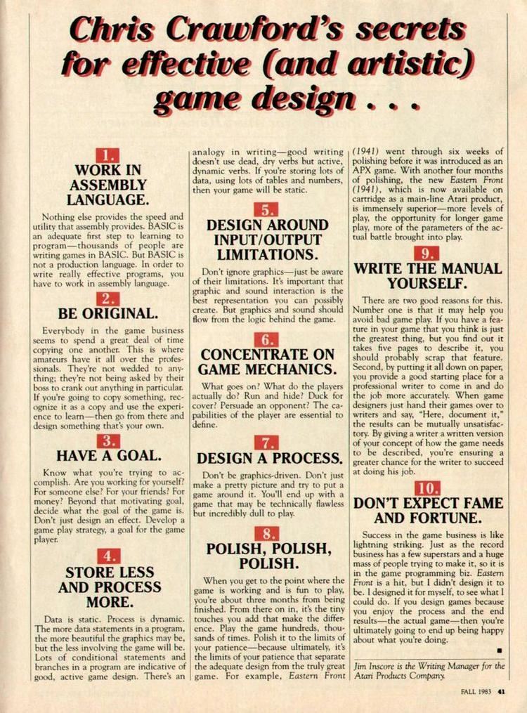 Chris Crawford (game designer) Chris Crawfords secrets for effective and artistic game design