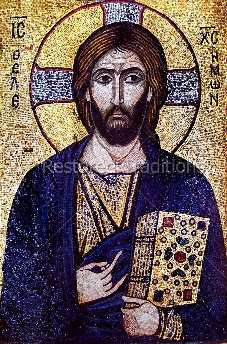 Christ Pantocrator High Res Image Christ Pantocrator Mosaic 12th Century Restored