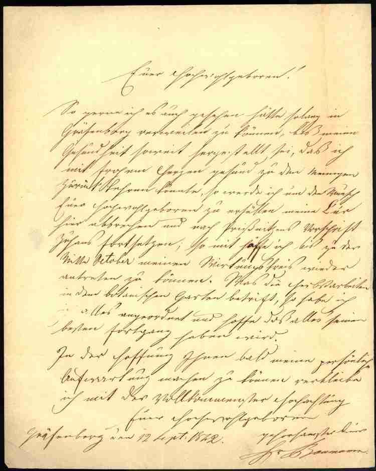 Christian August Voigt Letter 18420912 Grfenberg to Christian August Voigt to