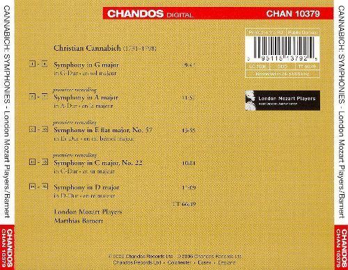 Christian Cannabich Christian Cannabich Symphonies Matthias Bamert Songs Reviews