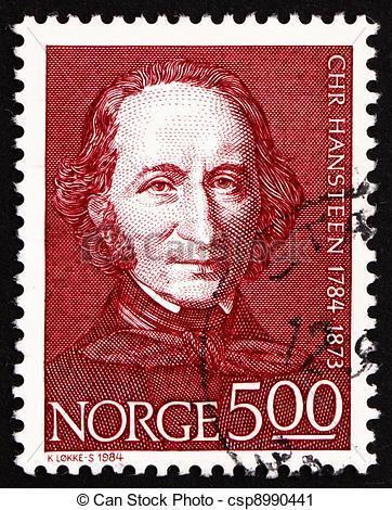 Christopher Hansteen Stock Photography of Postage stamp Norway 1984 Christopher Hansteen