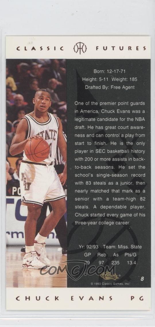 Chuck Evans (basketball) 1993 Classic Futures 8 Chuck Evans COMC Card Marketplace