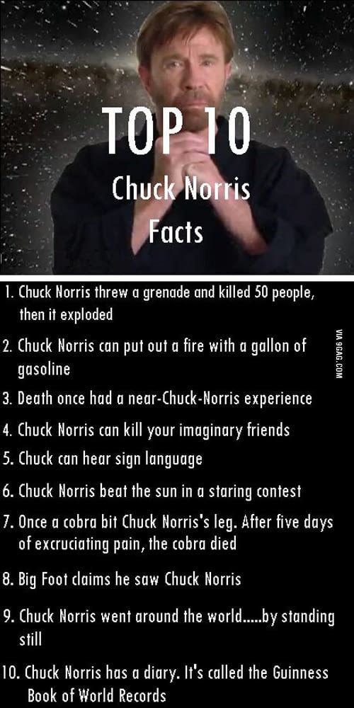 Chuck Norris facts Top 10 Chuck Norris Facts 9GAG