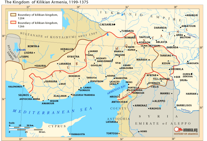 Cilicia Map of Armenian Kingdom of Cilicia 11991375 Armenicaorg