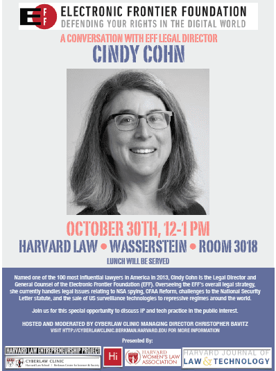 Cindy Cohn A Conversation with EFF Legal Director Cindy Cohn Cyberlaw Clinic