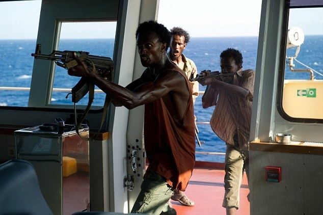 Cinema of Somalia movie scenes Somali pirates burst into the bridge of the Maersk Alabama in a scene from the new
