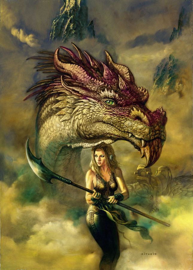 Ciruelo Cabral Infected By Art The Amazon and her Dragon by Ciruelo