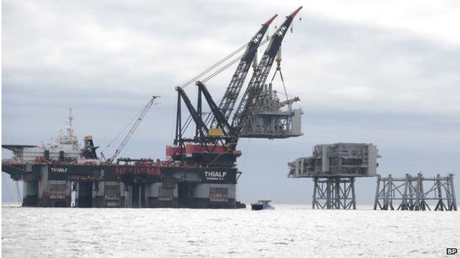 Clair oilfield Giant platform sections installed at Clair oil field BBC News
